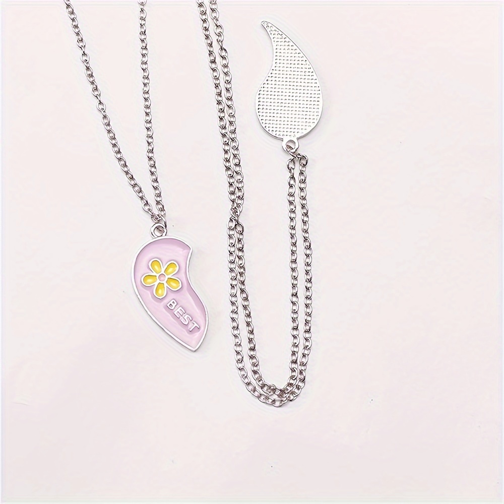 2pcs Heart-shaped Butterfly Flower Pendant Necklace Set